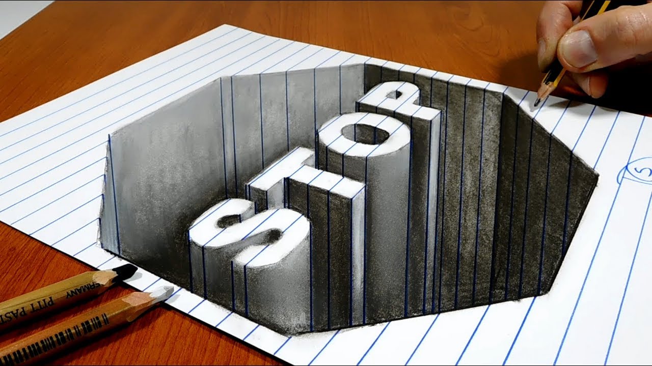 3D Trick Art on Paper, Hole Stop Traffic signs