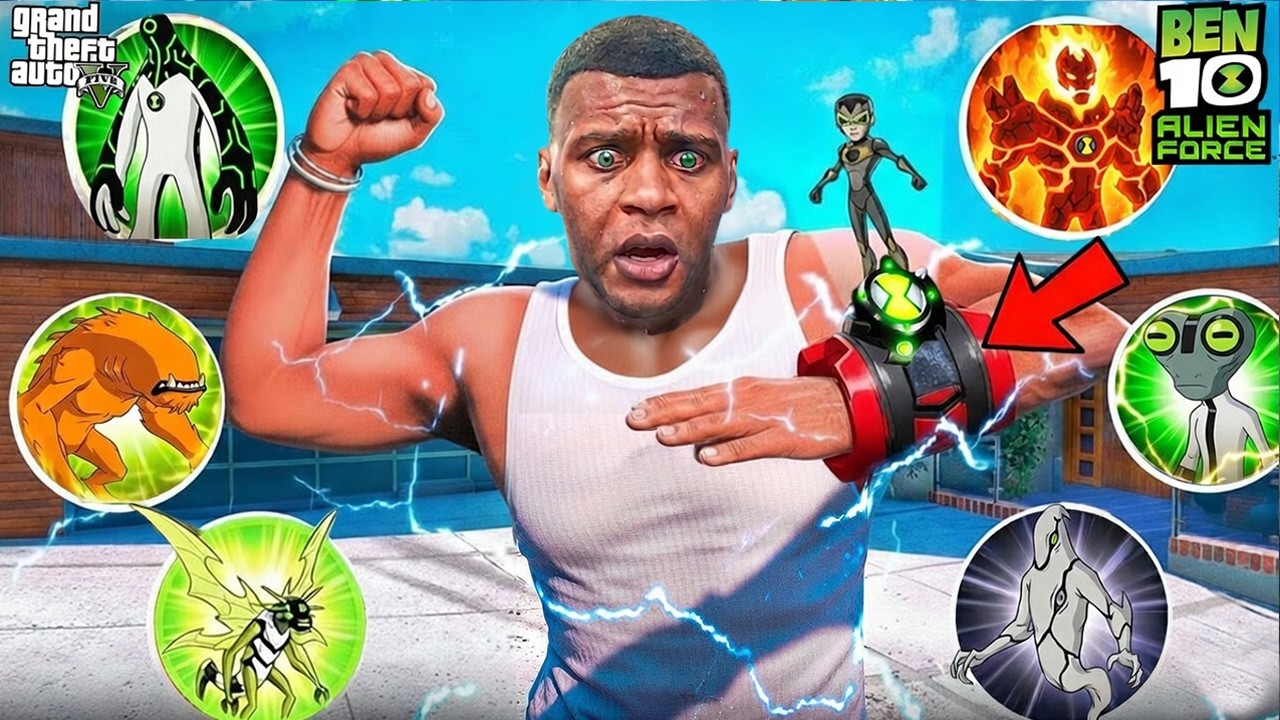GTA V : Franklin & Shinchan Upgrade New Biggest Ben10 Watch Aliens In Super Powers in GTA 5