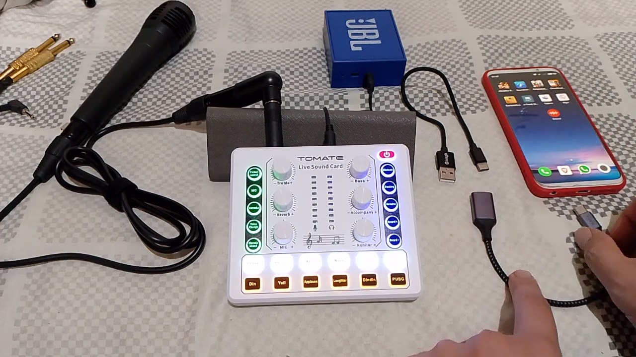 Funcionamento da Tomate MPS-001 (conexões) e conectar interface de áudio no celular