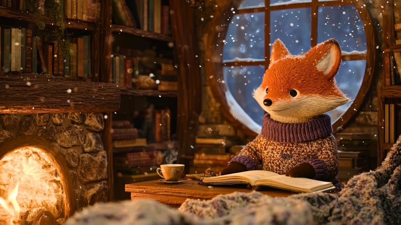 Foxy Cozy Reads 🦊 Soft Piano Melodies & Fireplace Sounds to Create a Cozy Atmosphere for Relaxing