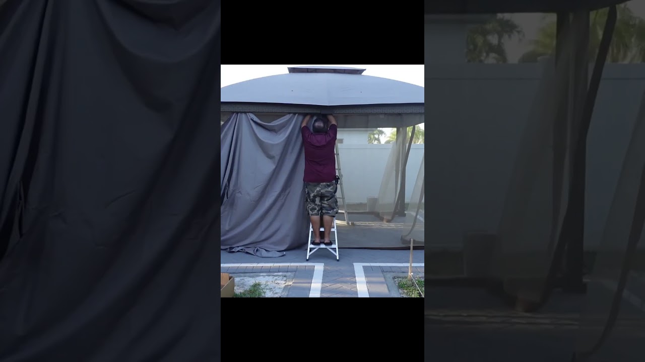 DIY Backyard Patio Makeover | Outdoor Gazebo Assembly in One Day #shorts #gazebo #backyard #patio