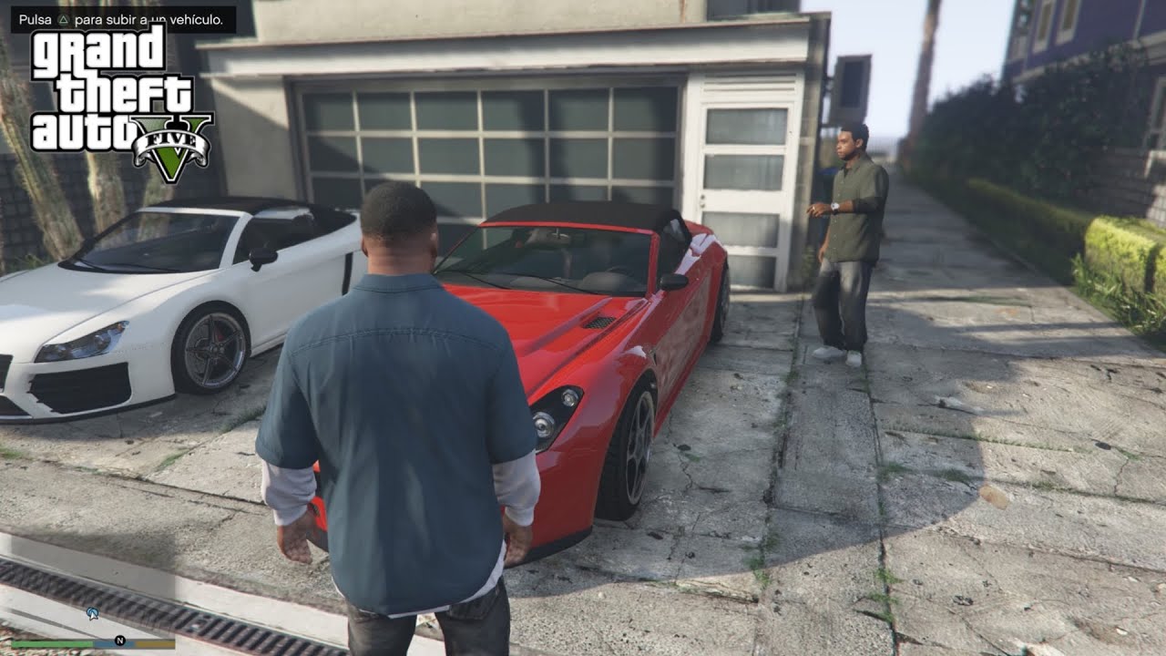 GTA 5 Siguiendo a Lamar con el coche hasta la tienda de coches.