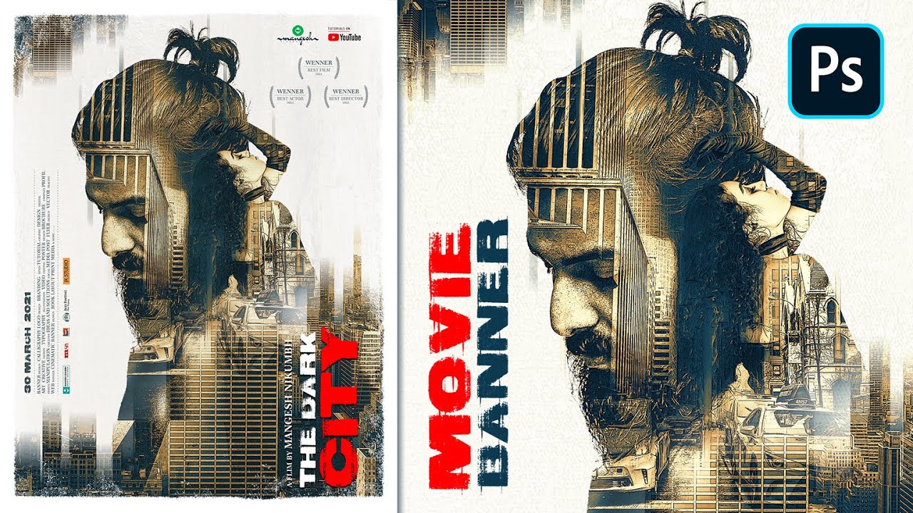 Cinematic Banner Design in Adobe Photoshop CC 2021 | The Dark City