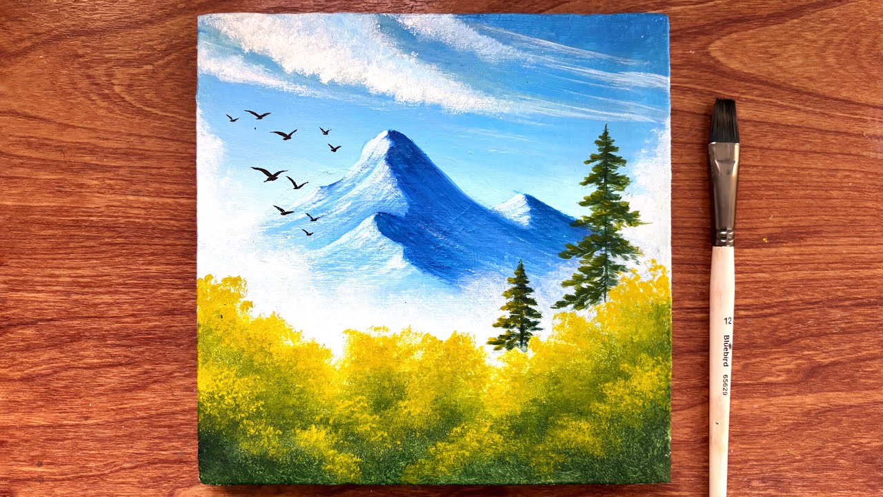 Relaxing Landscape Painting for beginners | Acrylic Painting | Canvas Painting
