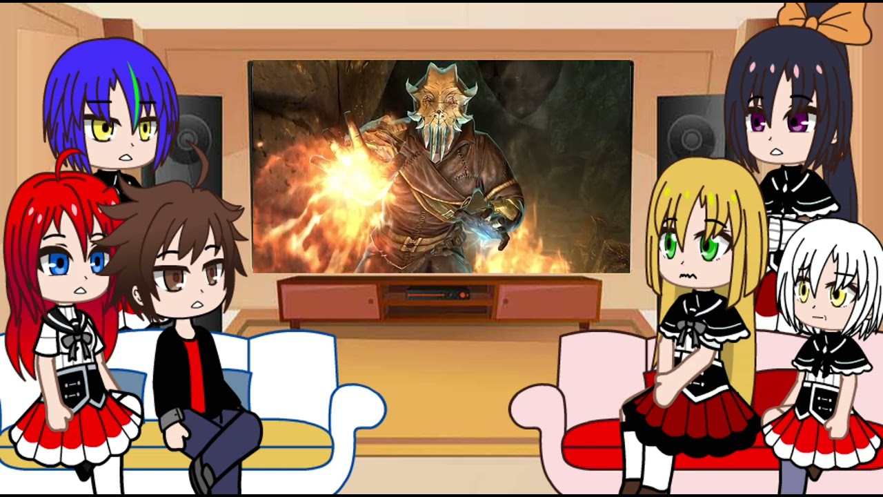 Реакция High School DxD на Мирака Skyrim [RU]