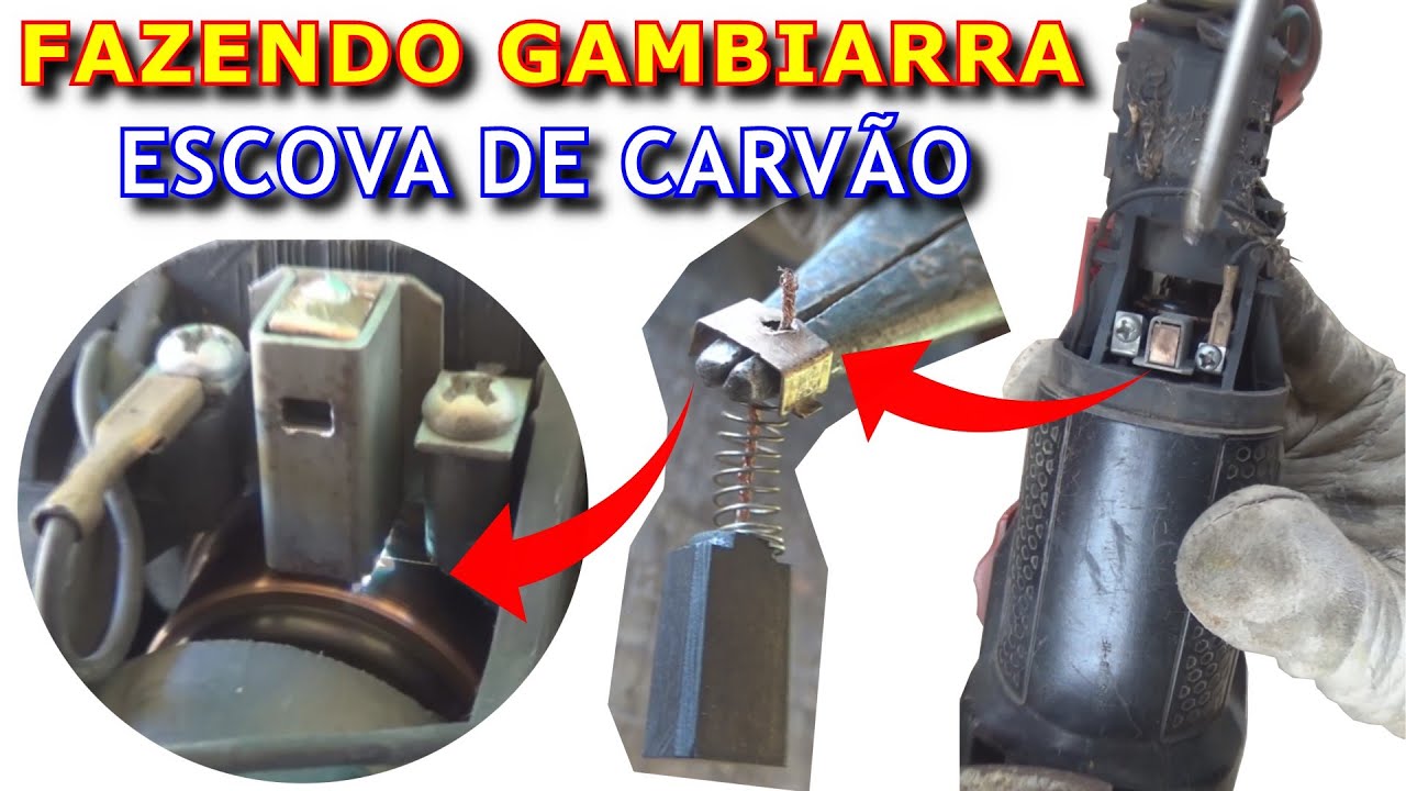 Fazendo gambiarra na escova de carvão da esmerilhadeira