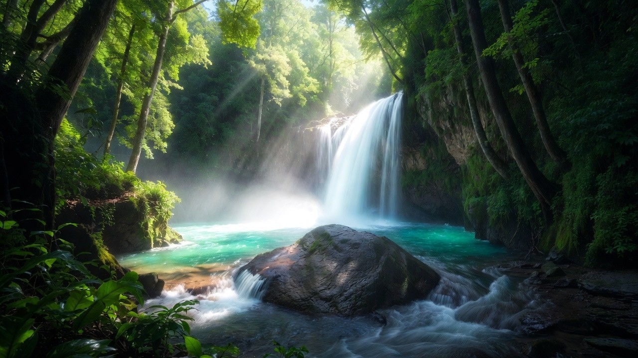 🌿 Forest Waterfall Sounds 🌊 Calming Nature Background for Focus, Study & Stress Relief