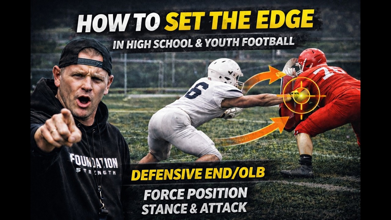 How to Set The Edge in High School & Youth Football: Defensive End/Force Position Stance and Attack