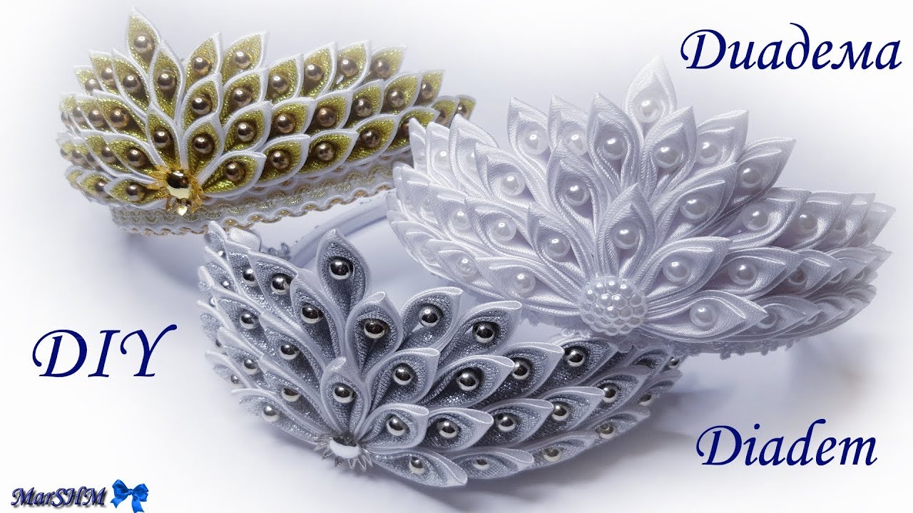 DIY: Diadem / Crown / МК: Диадема / Корона Канзаши. Kanzashi