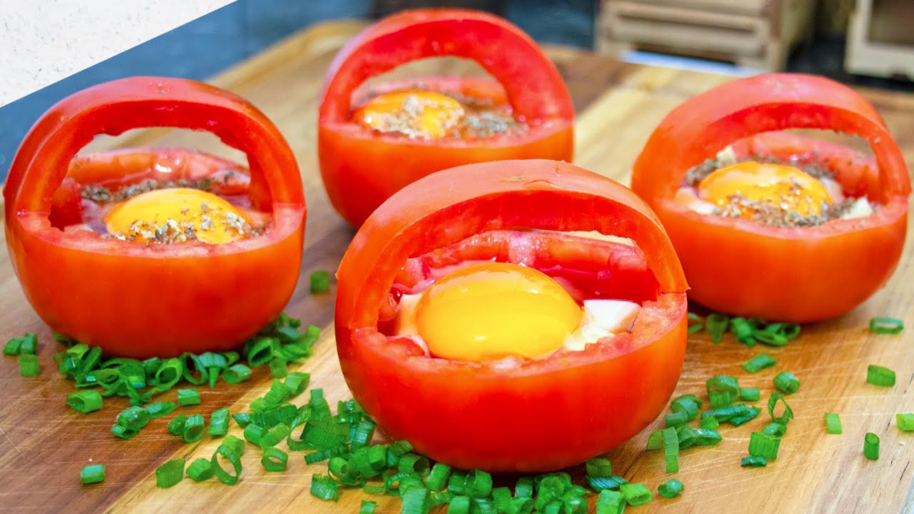 Просто положите в помидор яйцо с сыром, и вы будете поражены! Легкий рецепт.