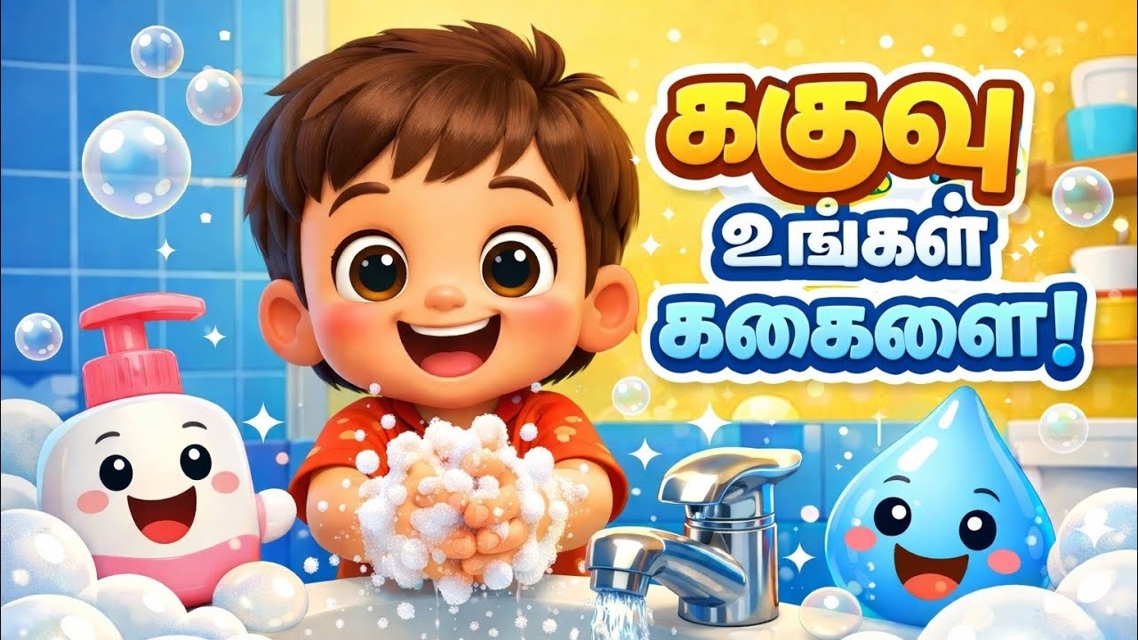 Wash Your Hands Song for Kids 🧼 | கை கழுவும் பாடல் | Healthy Habits Nursery Rhyme