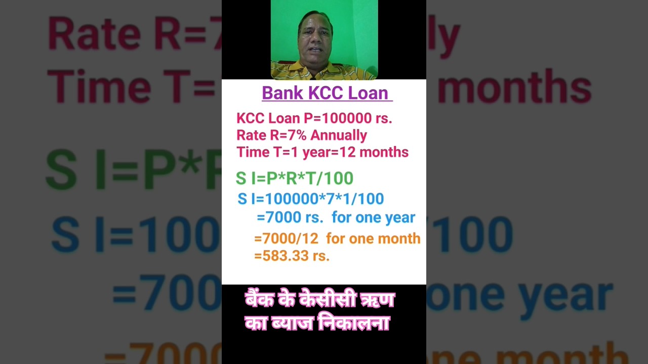 Interest of KCC Loan // Bank loan interest #maths #yt #ytshorts #short #shortvideo #shortsfeed #ssc