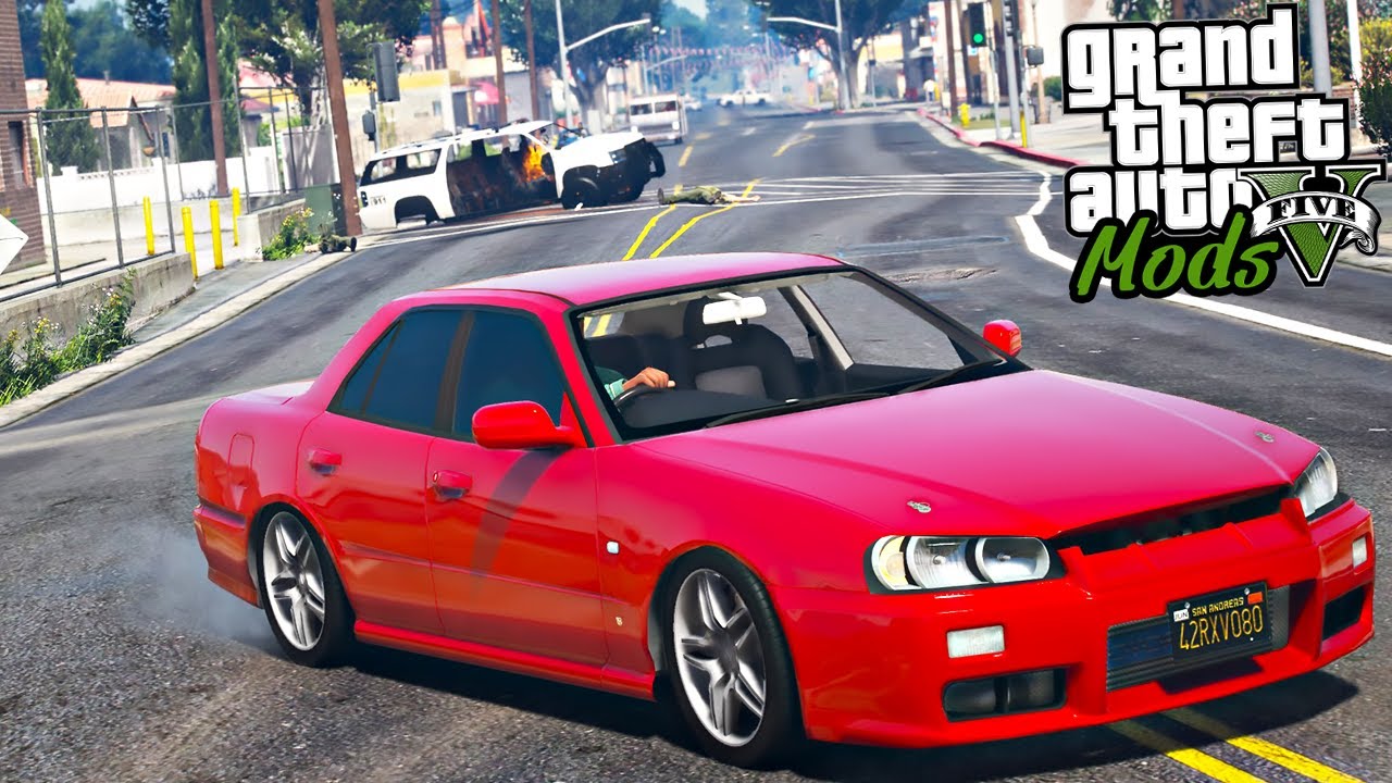 FUGA da POLICIA COM SKYLINE ER34 - GTA 5 MODS