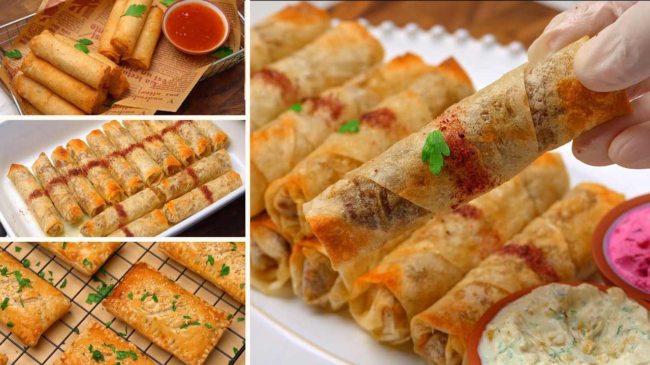 أطباق جانبية رهييييبة للعزومات🌙 ( رولات المسخن / سبرنج رول / بف باستري ) 🫢