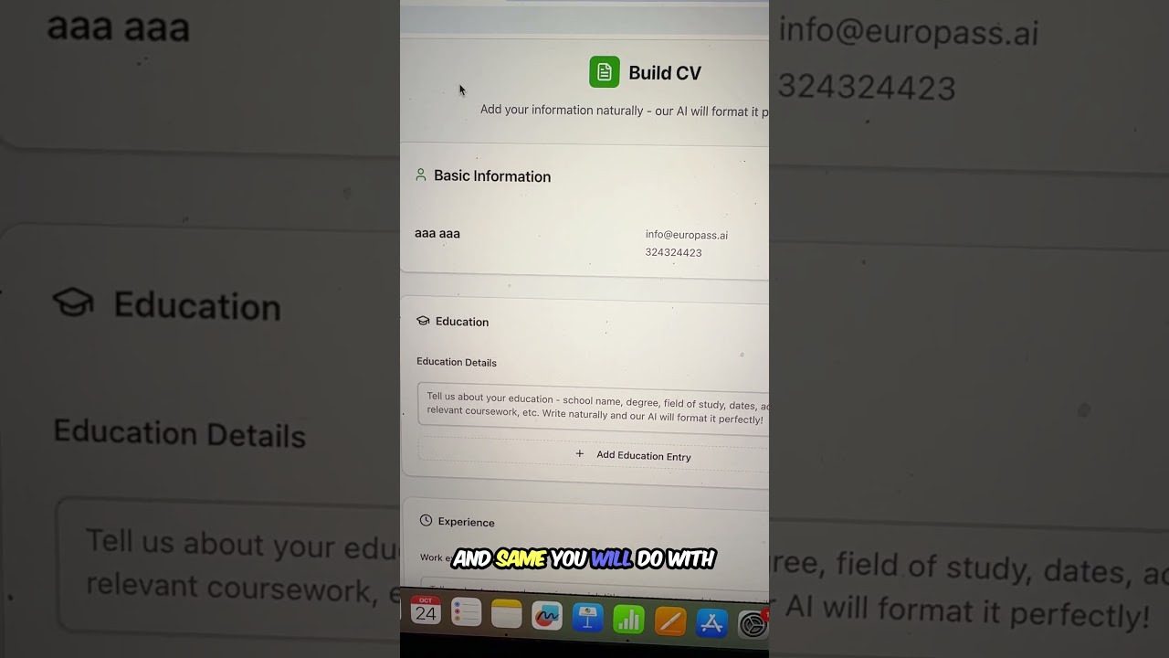 Create Europass CV with AI in 2 Minutes! 🚀 #CV #europass #europasscv