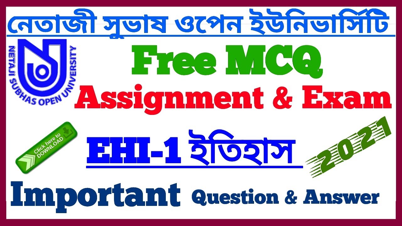 BDP EHI -1 Important Assignment & Exam MCQ Question and Answer