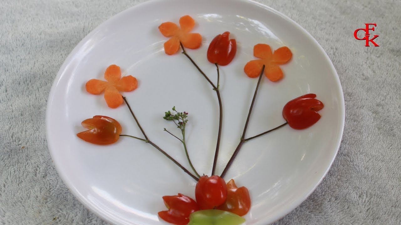 Vegetable Carving | Amazing a Beautiful Flower Carrot With Tomato | By Chansok Fruit Art
