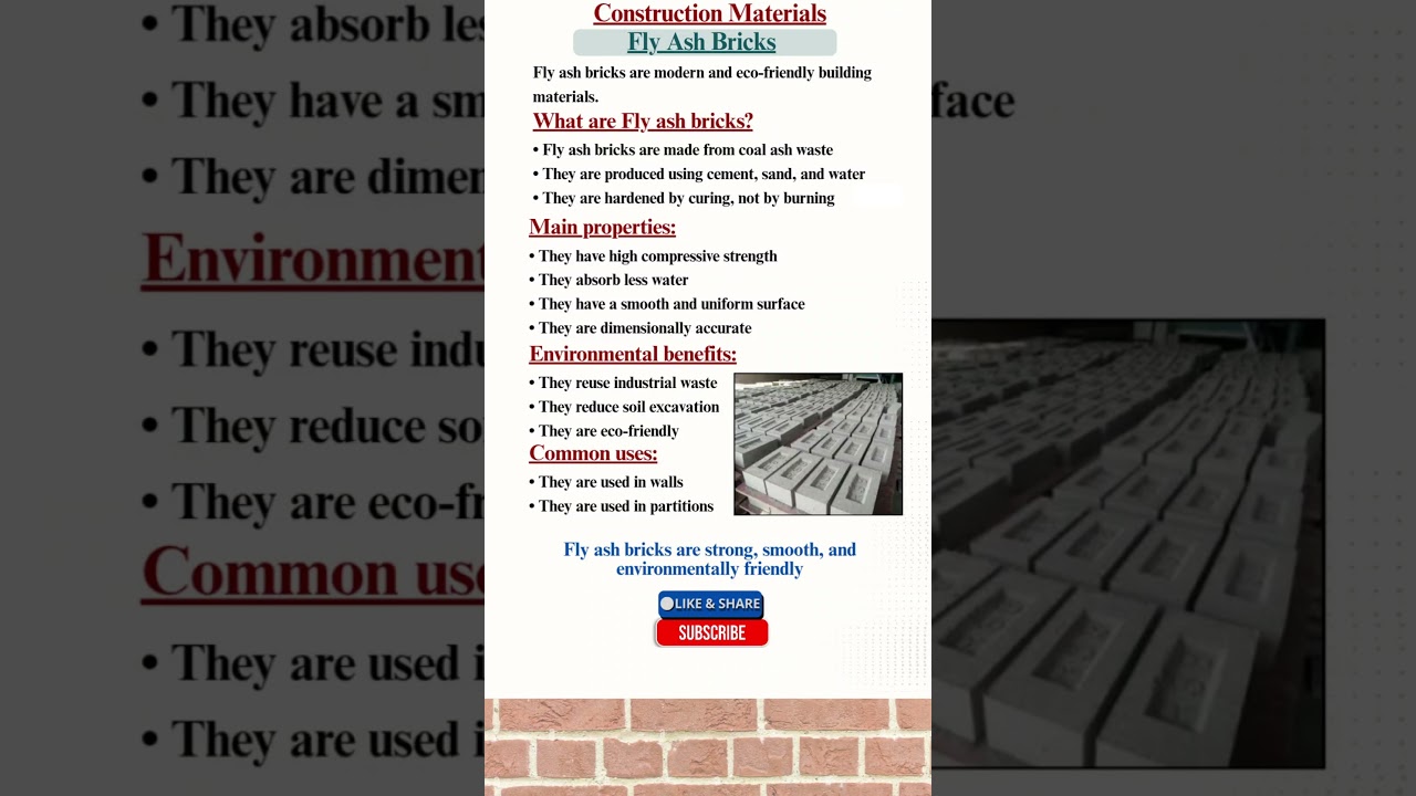 Fly Ash Bricks–Properties, Uses & Benefits| Construction Materials 