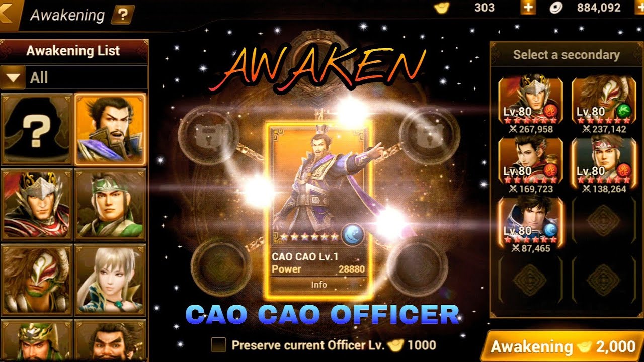 AWAKEN CAO CAO OFFICER || DYNASTY WARRIORS UNLEASHED