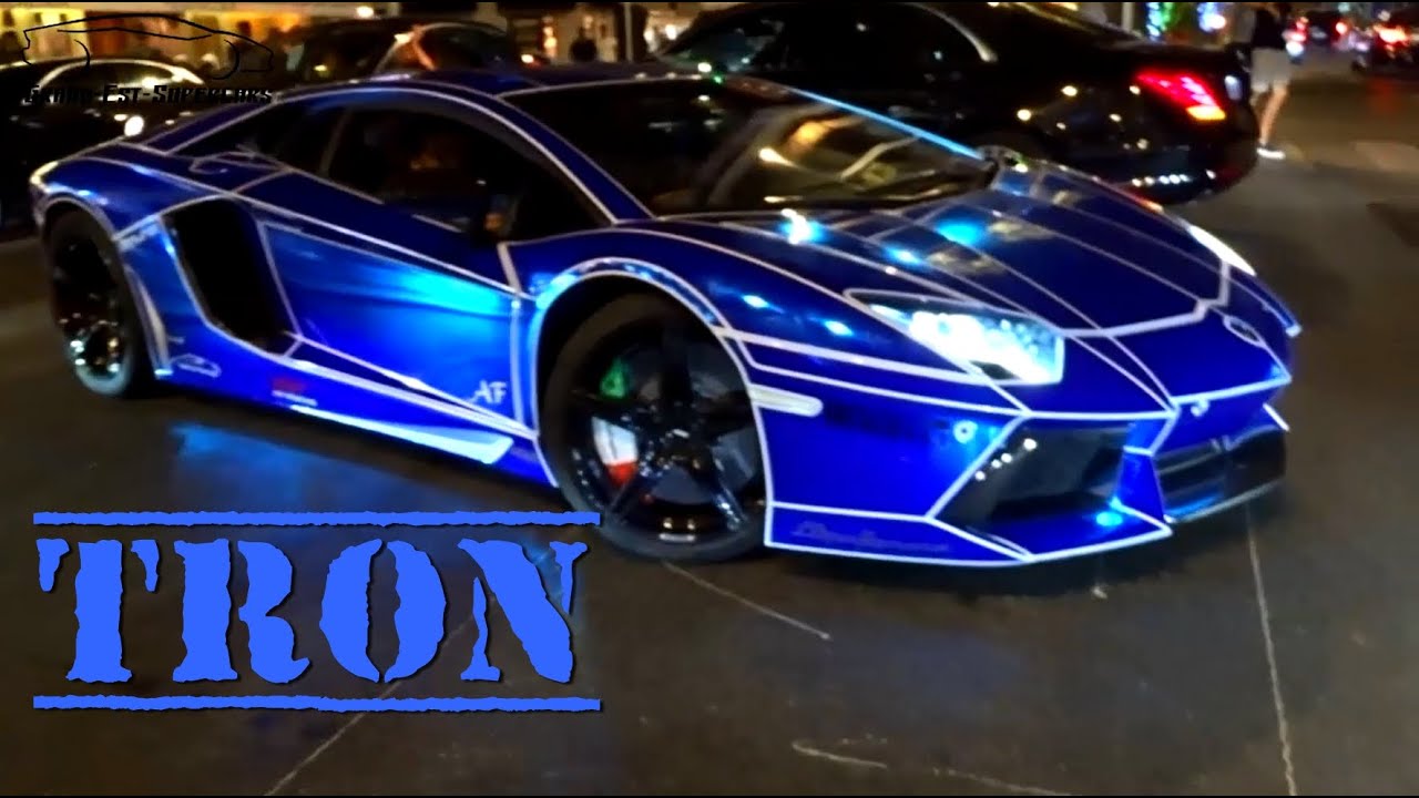 TRON Look on Lamborghini Aventador Blue Chrome !