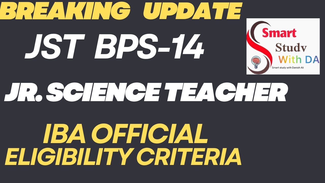 Junior Science Teacher Official Eligibility Criteria By sindh Education department