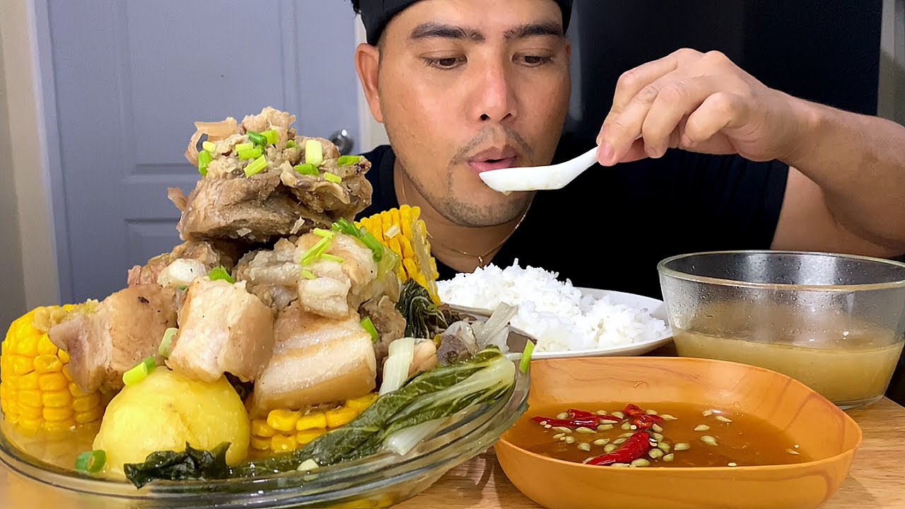 PORK NILAGA MUKBANG | NILAGANG BUTO BUTO NG BABOY | FILIPINO FOOD | MUKBANG PHILIPPINES