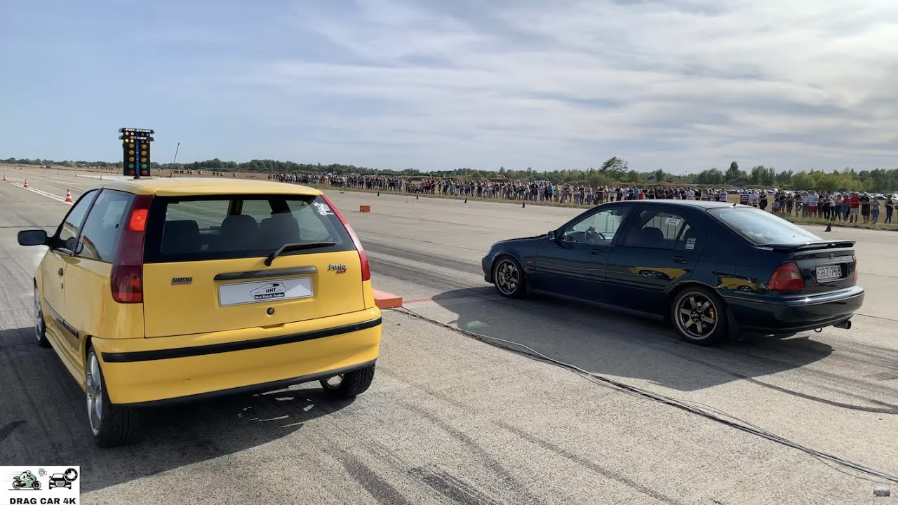 Fiat Punto GT vs Honda Civic 1.4 Turbo drag race 1/4 mile 🚦🚗 - 4K