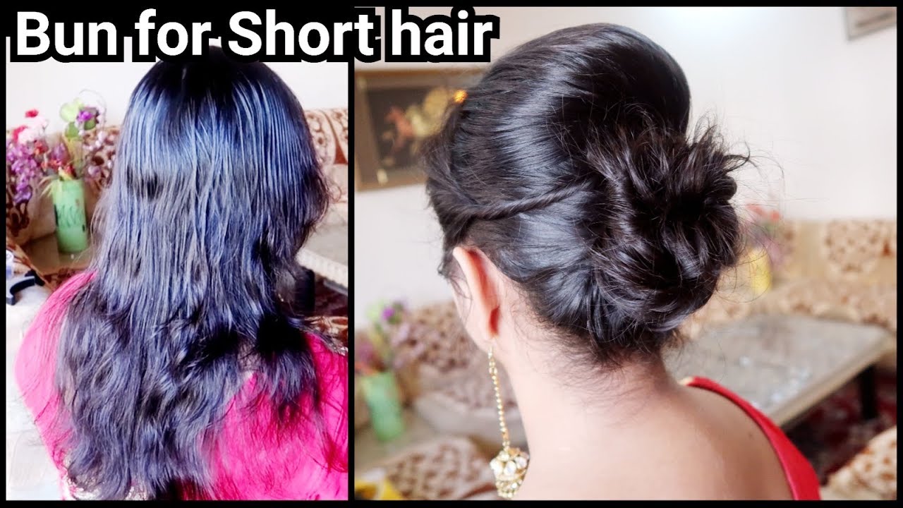 Karwachauth Special-Bun Hairstyle for SHORT Hair// Easy Indian festive Bun with puff hairstyle