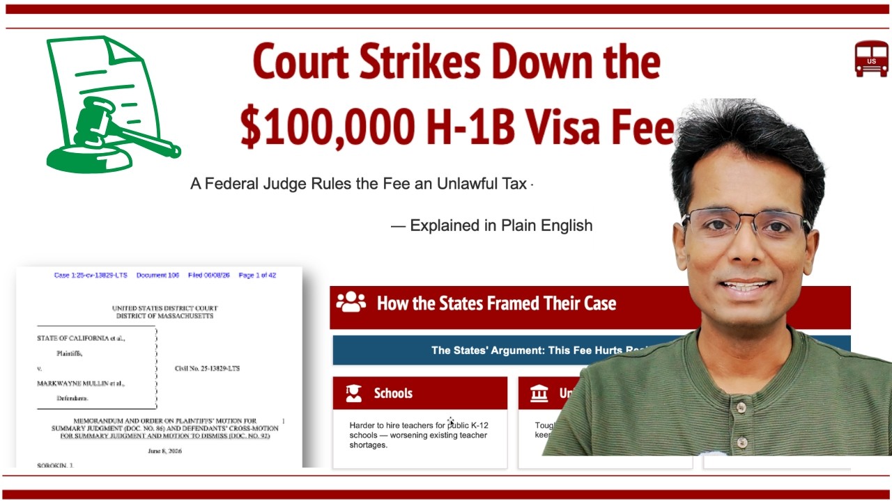 $100,000 H1B Fee Struck Down by Court! Judge Calls It an Illegal Tax. What Next? How Case was Won?