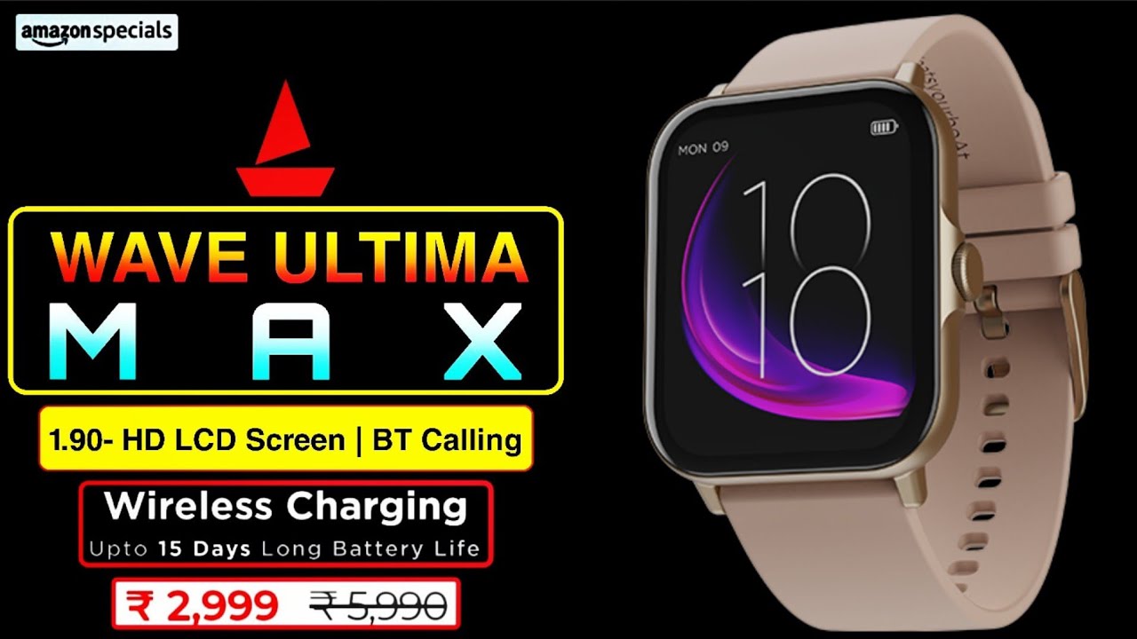 Boat Wave Ultima Max Smartwatch🔥1.90- Large Screen | BT Calling | Wireless Charging🔥Features | Price