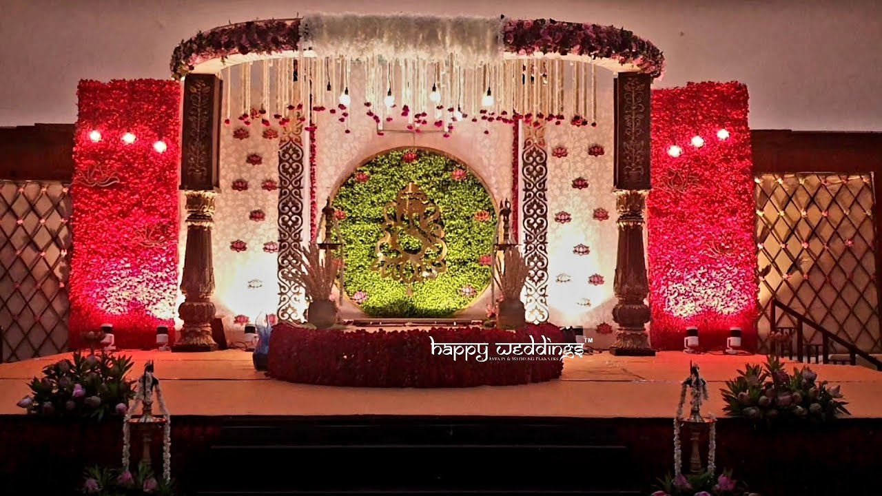 budgeted wedding stage decoration at Trivandrum Club Vazhuthacaud by Happy  Weddings