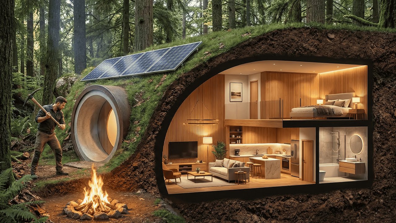 This Man Built a Luxury House Inside a Hill — Hidden Underground Home (ASMR)