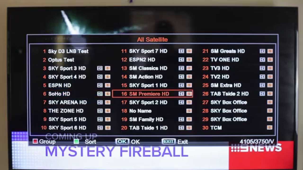 Skybox F5S - Blind Scanning Optus D2 - Sky Channels