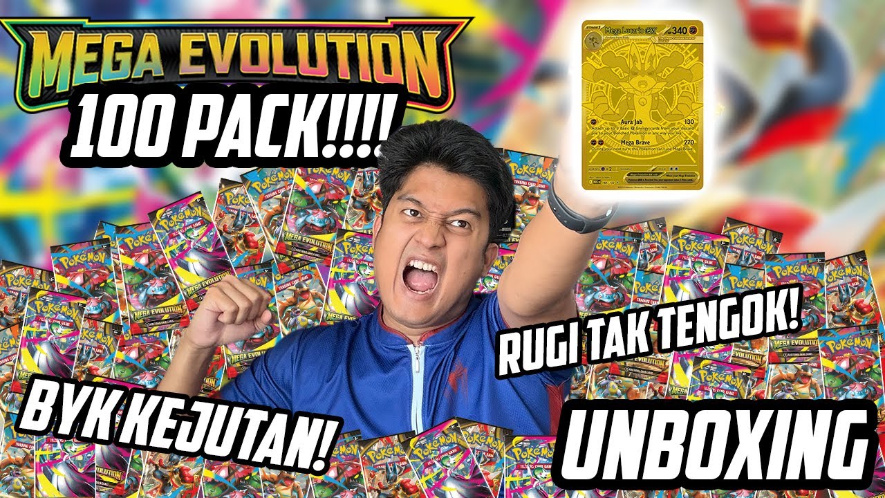BUKAK 100 PACK POKEMON MEGA EVOLUTION! MEMANG RUGI TAK TENGOK!