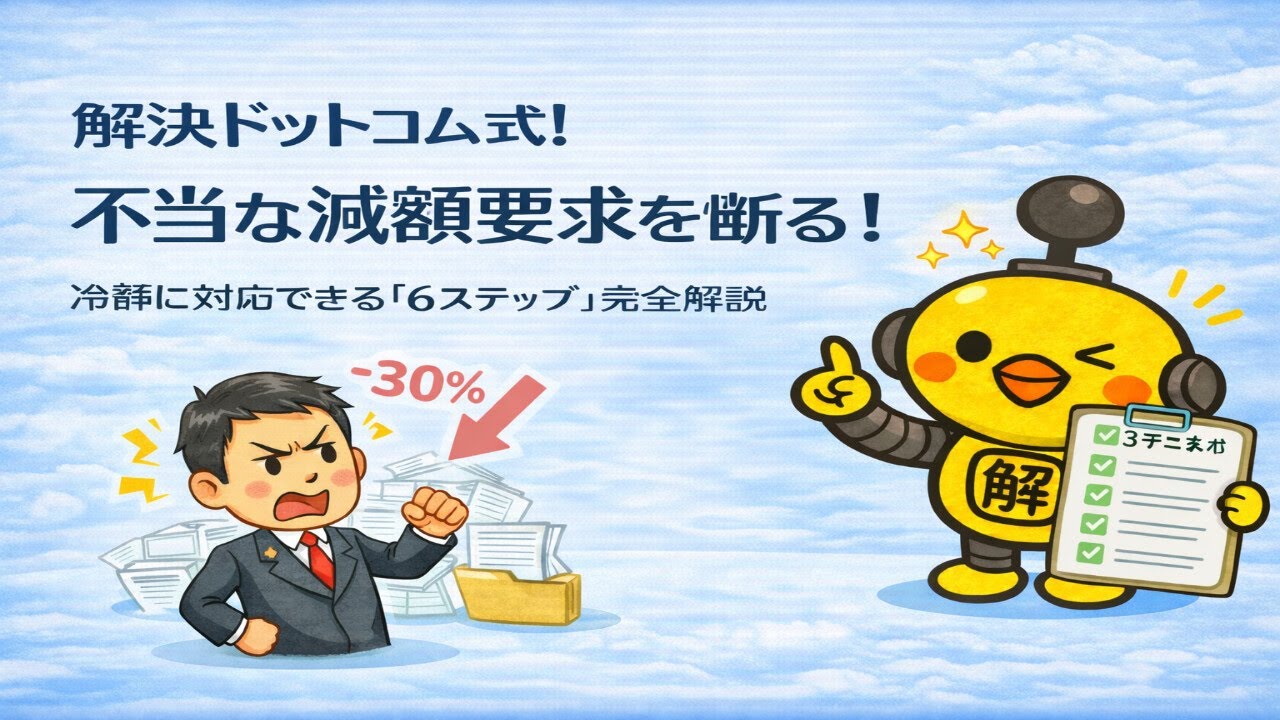 解決ドットコム式！不当な減額要求を断る！冷静に対応できる「6ステップ」完全解説