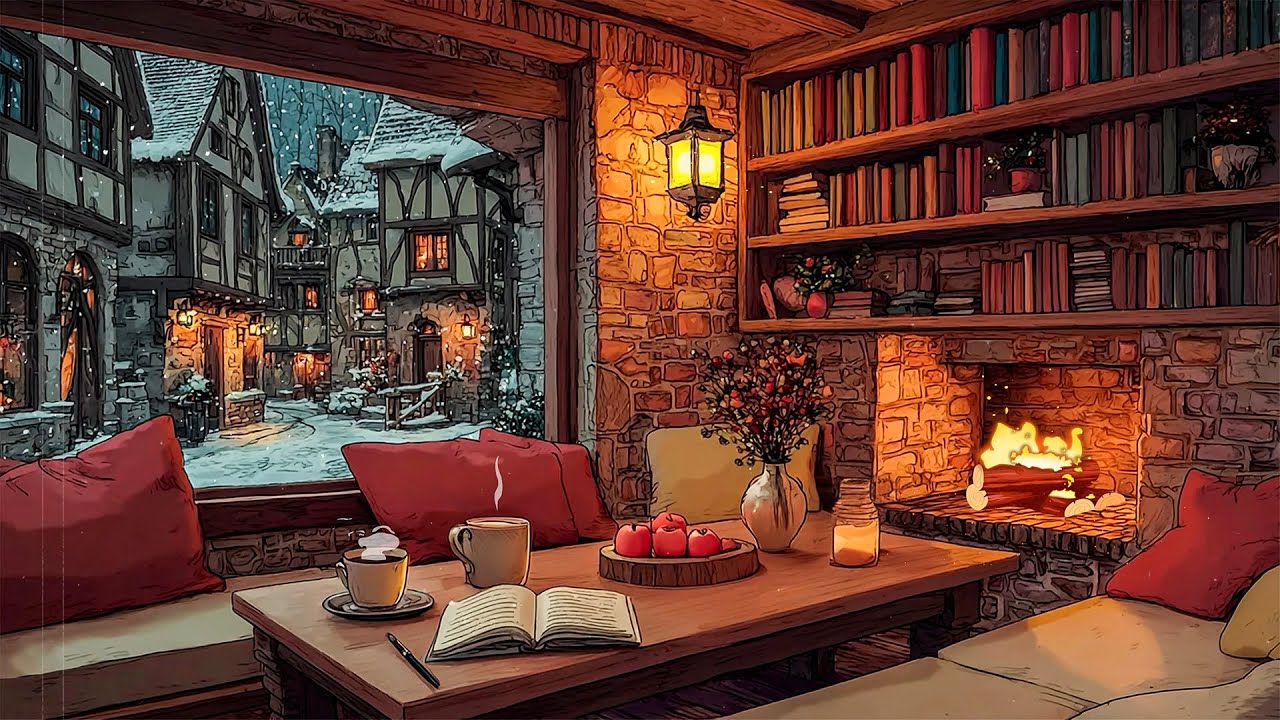 Warm Winter Evening ❄️☕ ~ Peaceful Vintage Atmosphere in a Beautiful Coffee Shop