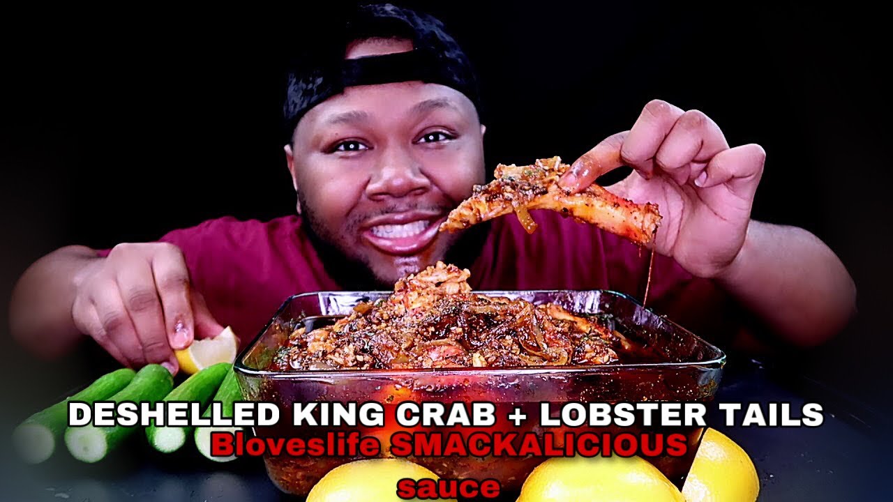 DESHELLED KING CRAB + LOBSTER SEAFOOD BOIL + HOW TO MAKE BLOVESLIFE NEW MILD SMACKALICIOUS SAUCE
