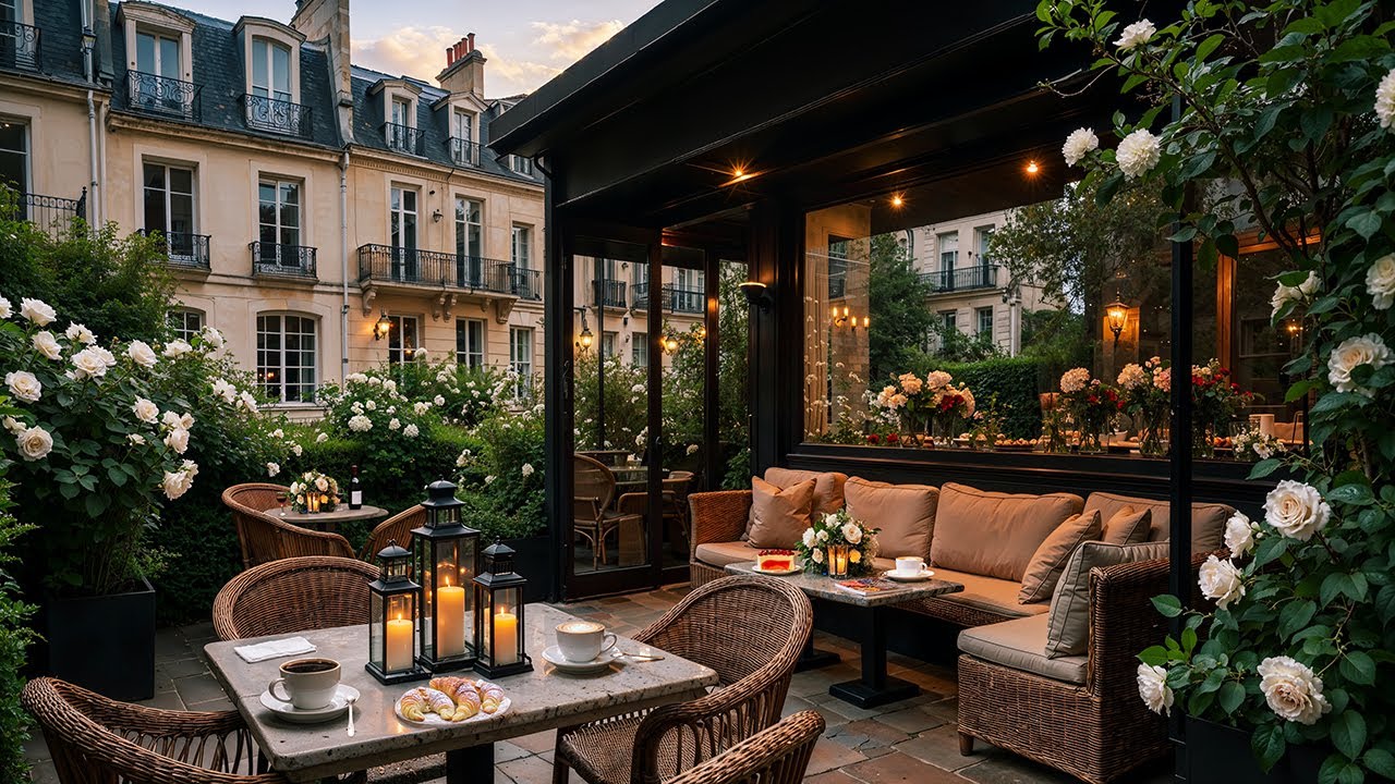 Balcony Flower Garden Jazz ☕ Calm Bossa Nova & Relaxing Jazz Instrumental for a Quiet Paris Evening