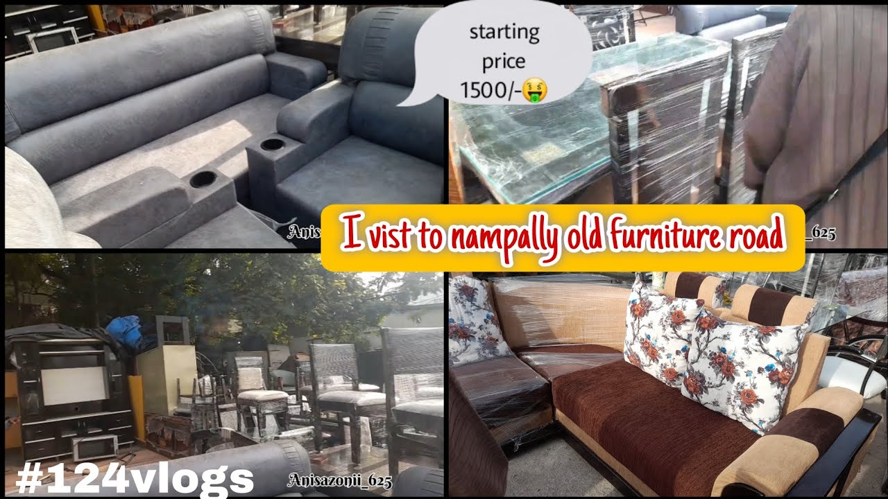 #124vlogs|| Nampally Sunday furniture Market ||₹1500🤑Cheap and best Second hand Roadside Furniture