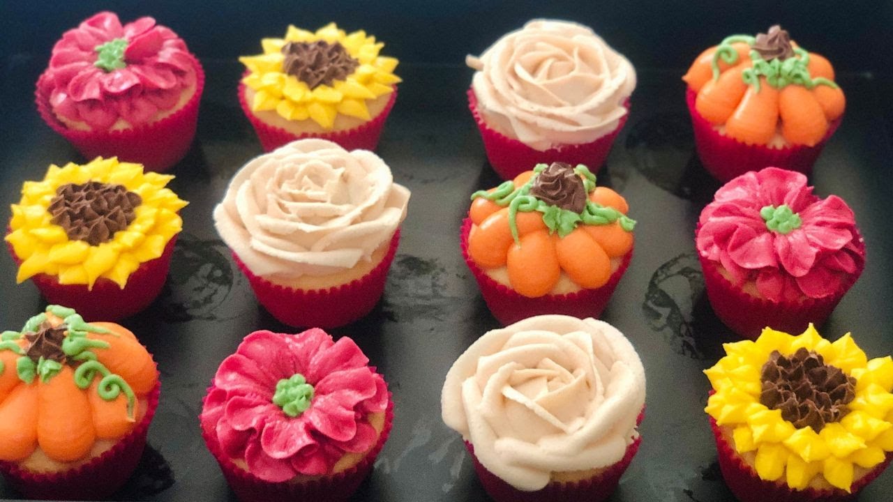 4 AMAZING FALL CUPCAKE IDEAS: how to decorate cupcakes with buttercream frosting #cupcakedecorating