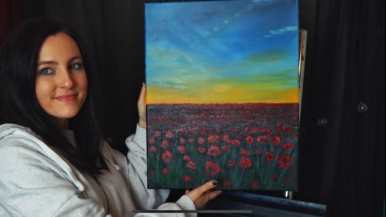 Painting a Poppy Field at Sunset