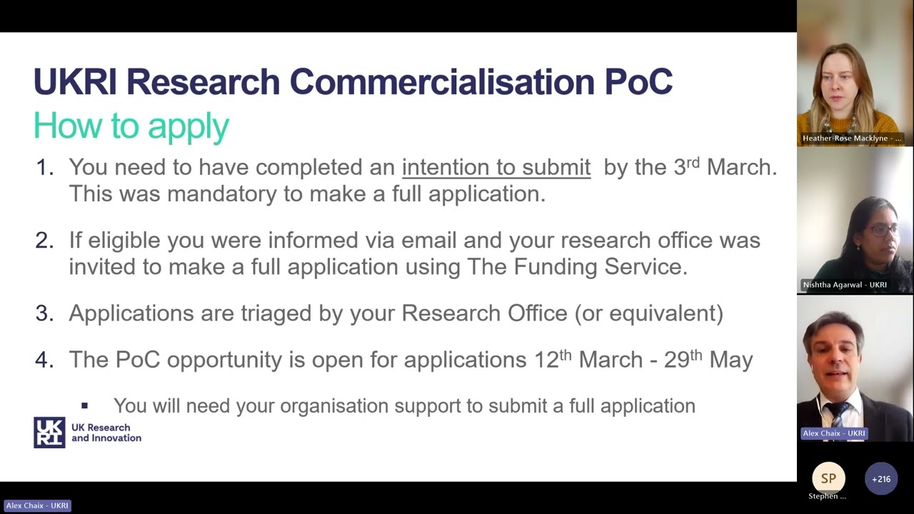 UKRI Proof of Concept Applicant Webinar