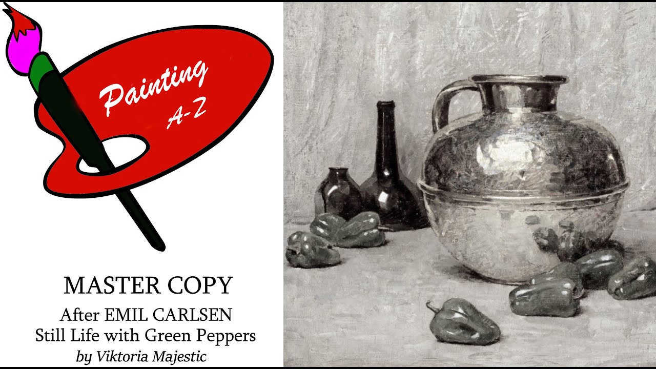 Still Life Painting with Copper Black&White Master copy of Emil Carlsen 's oil painting