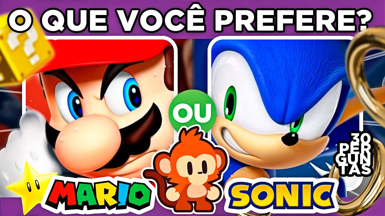 🔁 O QUE VOCÊ PREFERE?  | 🐢 Mario VS Sonic 💎 | jogo das escolhas | 
