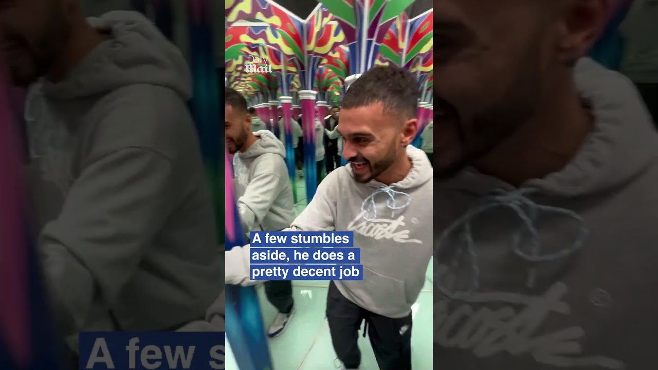 Confident man attempts speed round in mirror maze