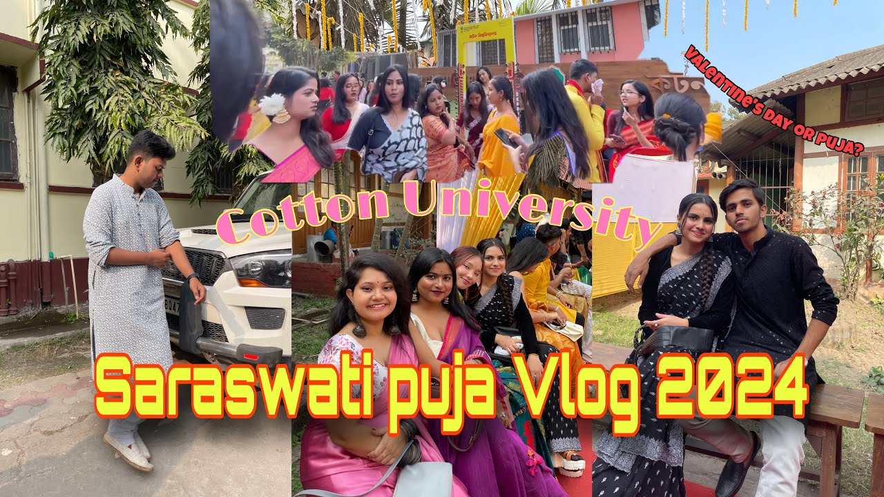 Saraswati Puja 2024😍| Guwahati Saraswati puja vlog | Saraswati puja in Cotton University✨