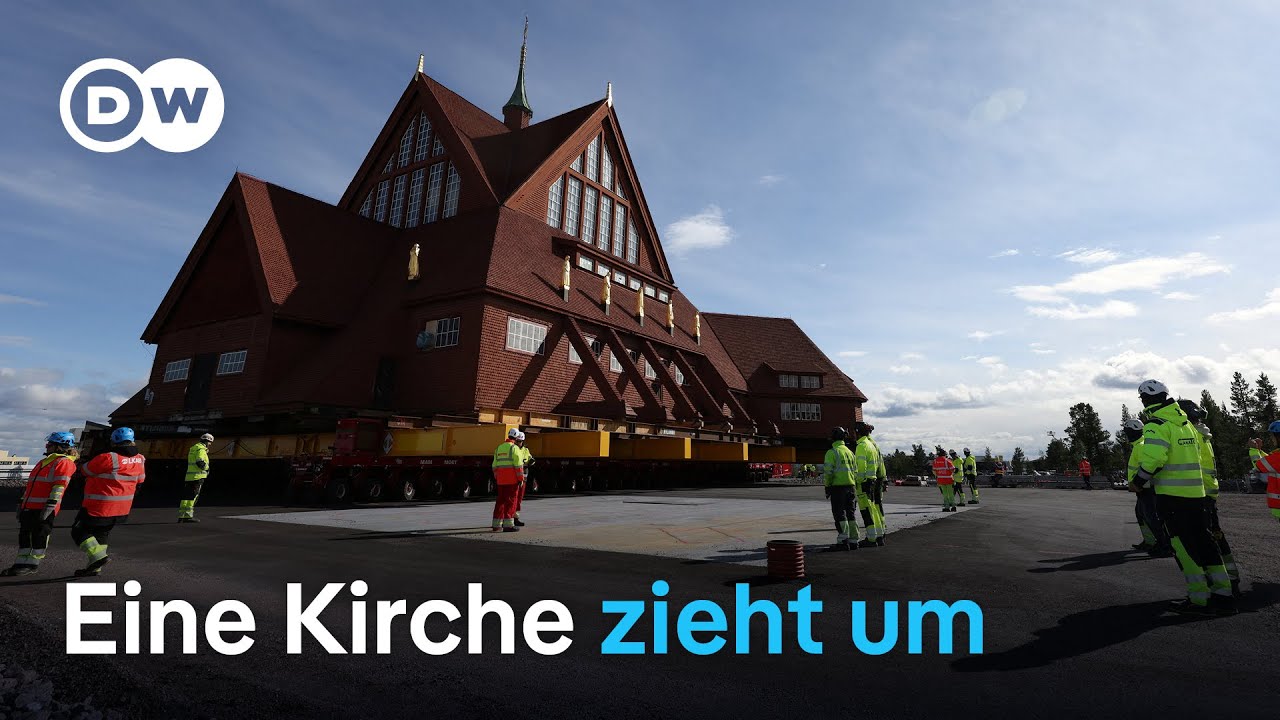 Spektakul&auml;rer Umzug von historischer Kirche im schwedischen Kiruna | DW Nachrichten