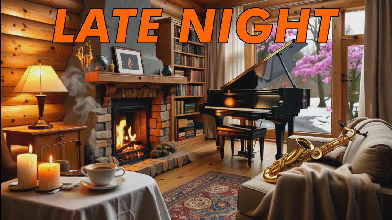 Last Night Cozy Smooth Jazz Coffe Hot Cabin Night Ambience | Relaxing Jazz
