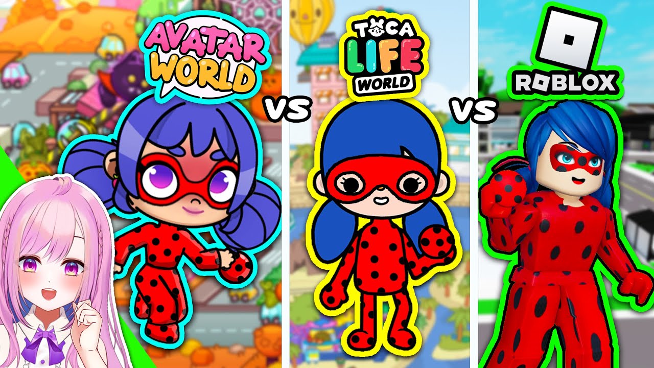 LADYBUG in Avatar World vs Toca Boca vs Roblox