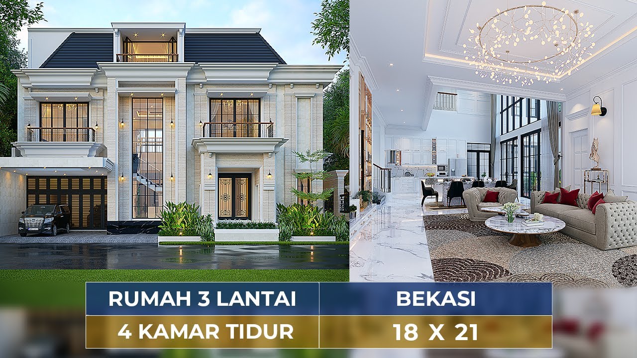 DESAIN RUMAH MEWAH DENGAN STYLE KLASIK YANG MEMILIKI 4 KAMAR TIDUR DI BEKASI!! - JASA ARSITEK RUMAH